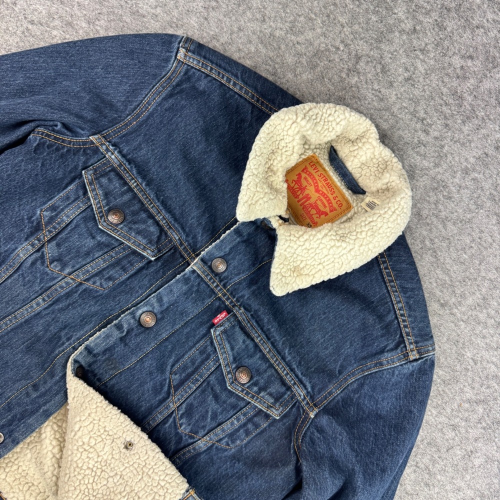 Levis Womens Sherpa Lined Denim Trucker Jacket Blue XS 16365-0075